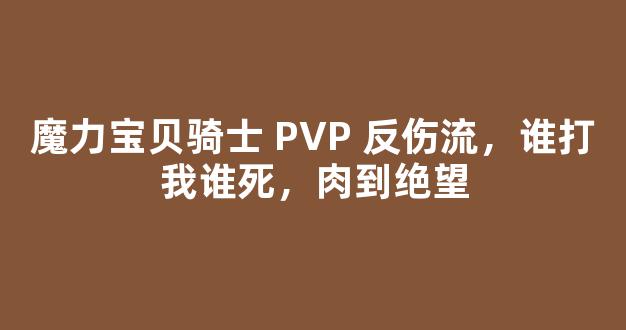 魔力宝贝骑士 PVP 反伤流，谁打我谁死，肉到绝望